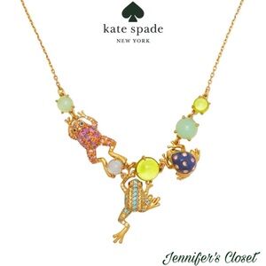 Kate Spade Gold-Tone Pave Frog Frontal Collar Necklace NWT